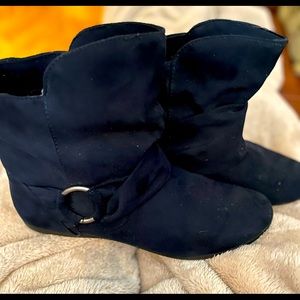 Suede Navy Blue Ankle Boots